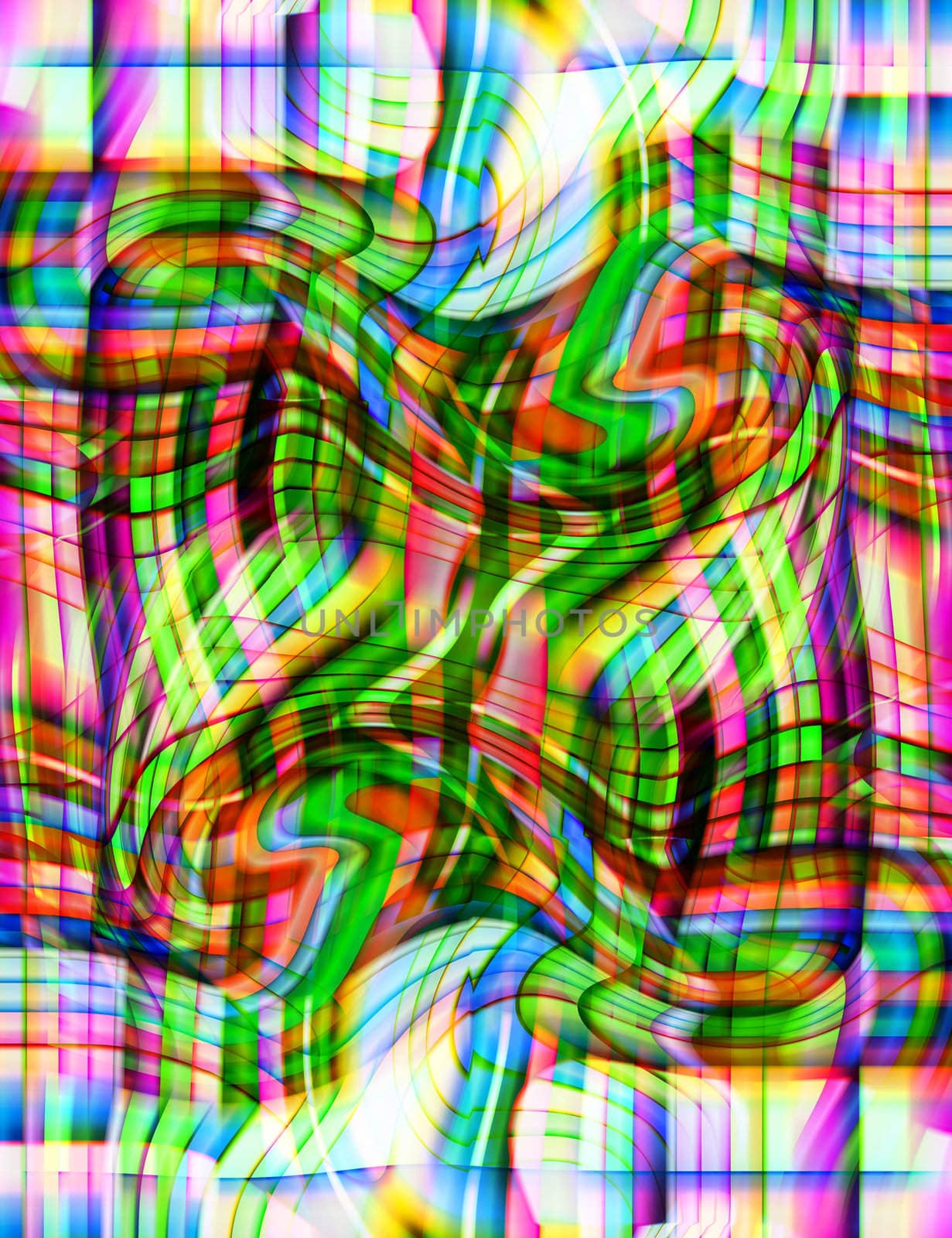 Pattern background made out of distorted colour lines.