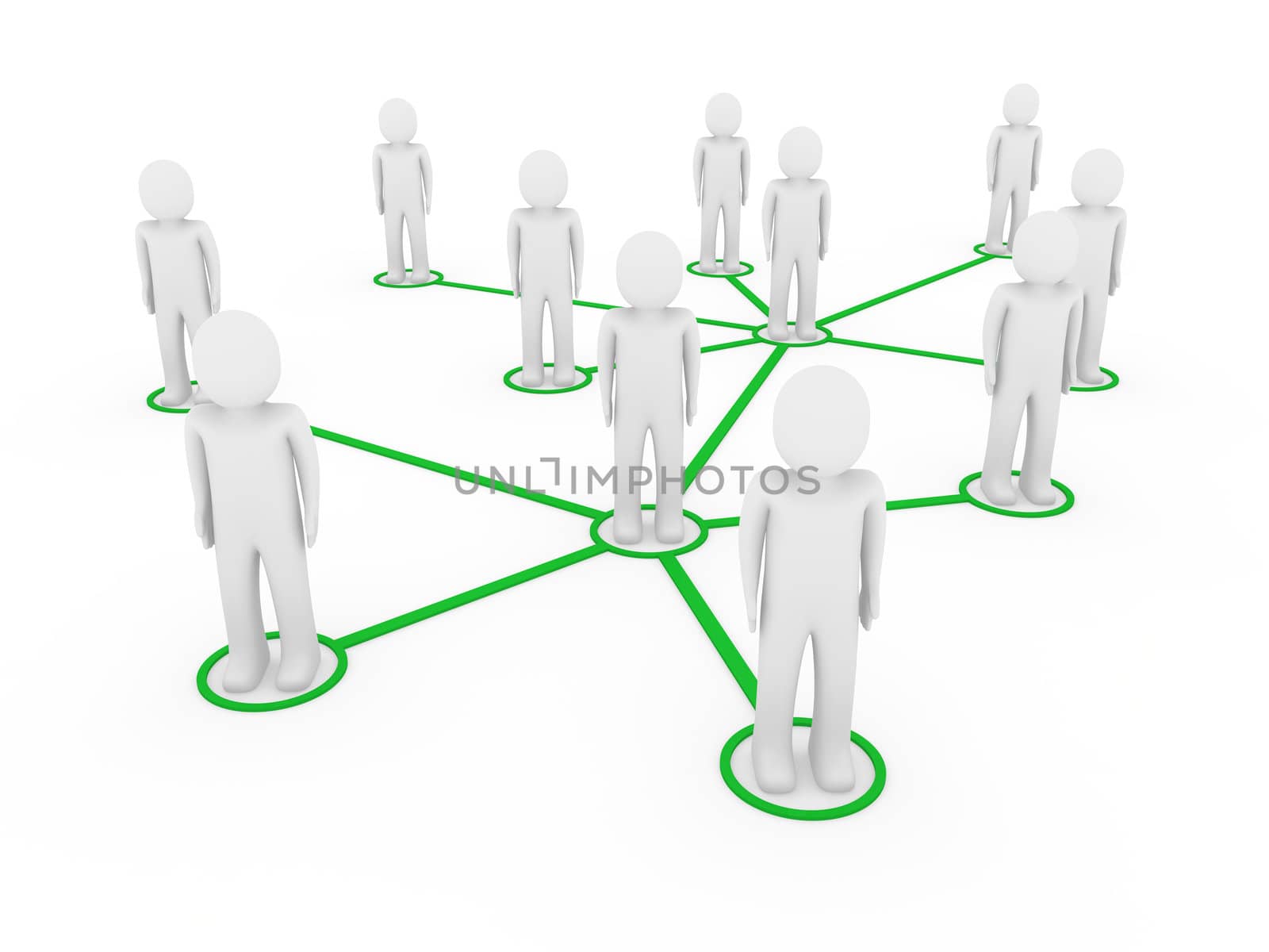 3d men network social green people connection teamwork