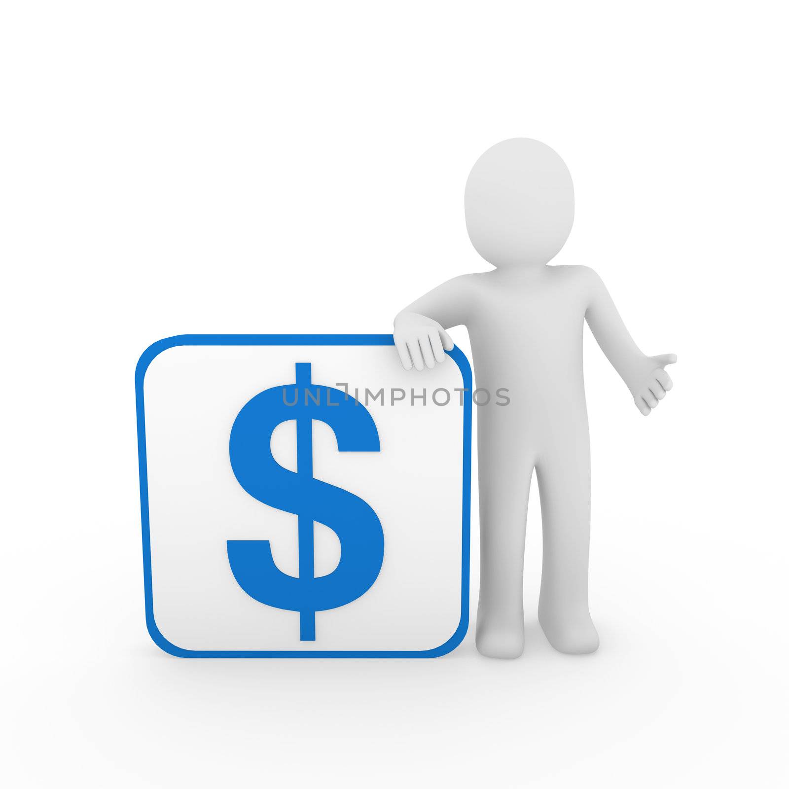 3d human man dollar blue finance money currency