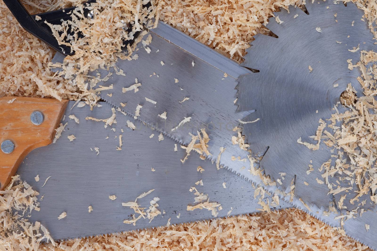 Wood shavings and saw blades by PiLens