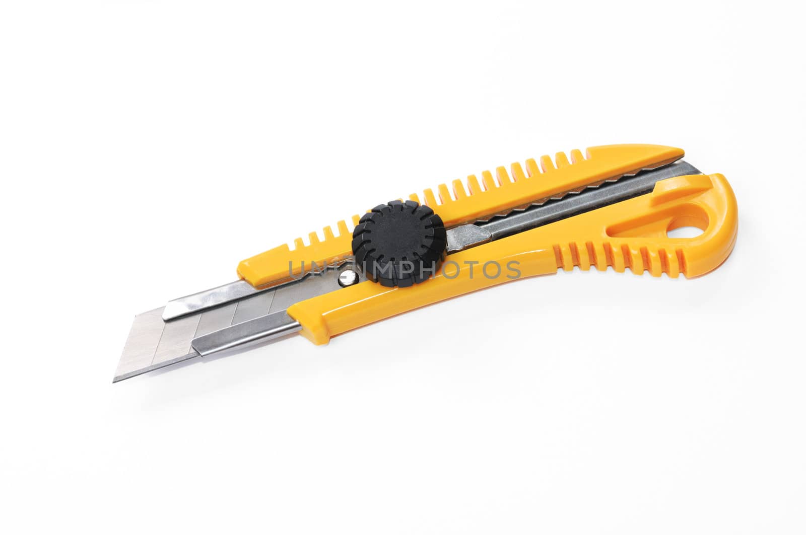 Yellow knife on white background