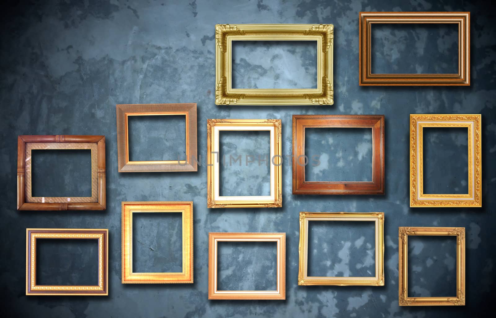 golden frame on old wall