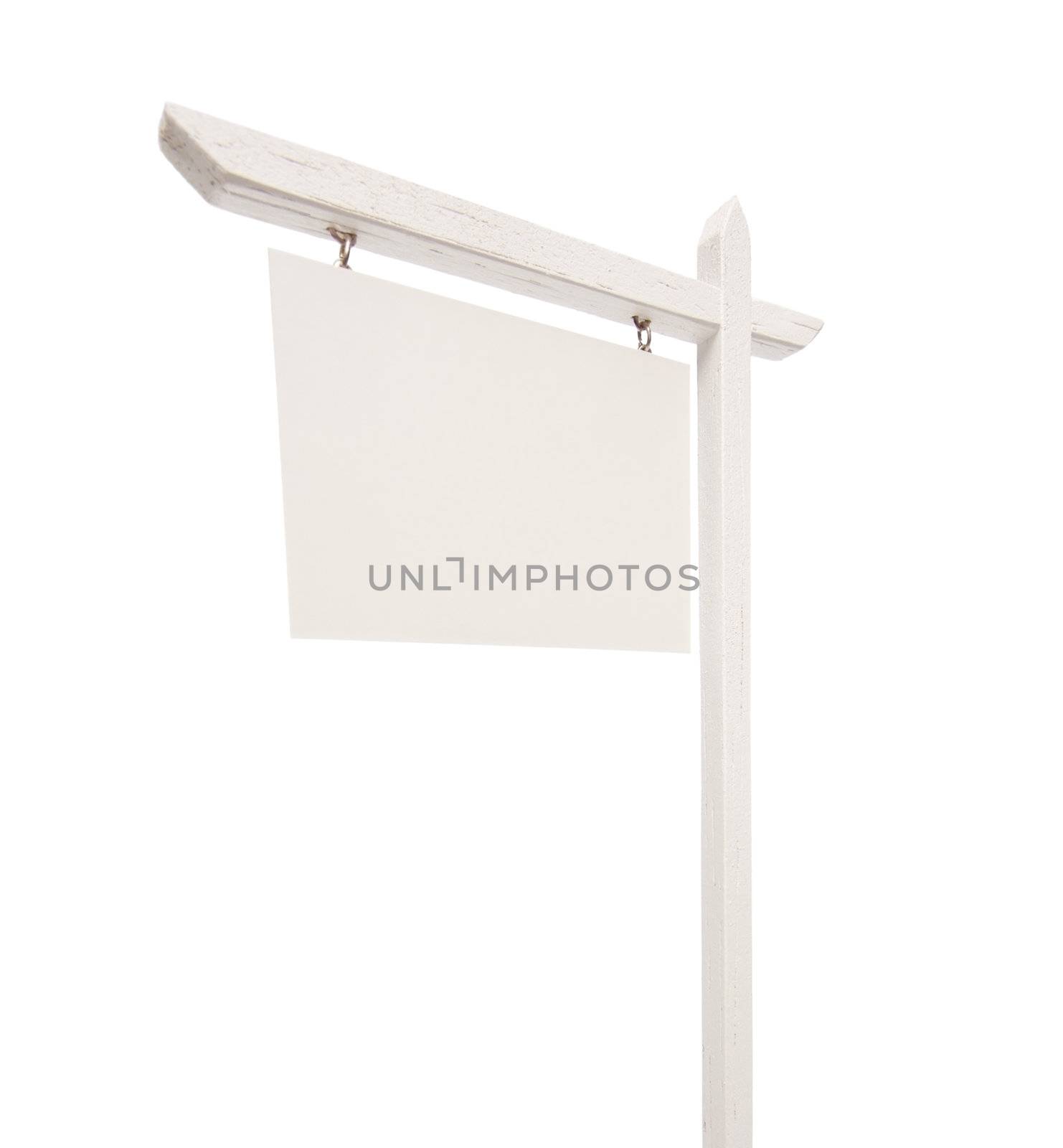 Blank Real Estate Sign Isolated on a White Background.