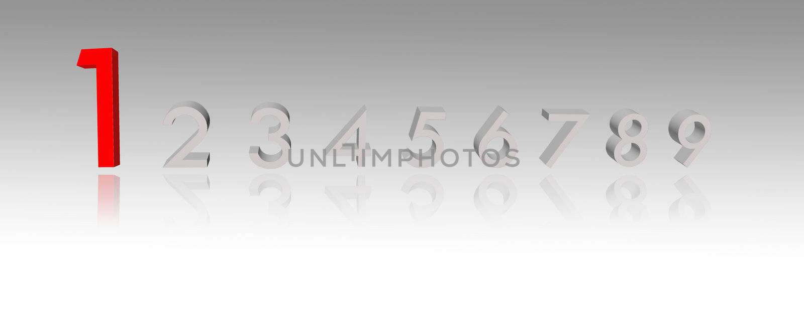 3d numbers isolated on white background