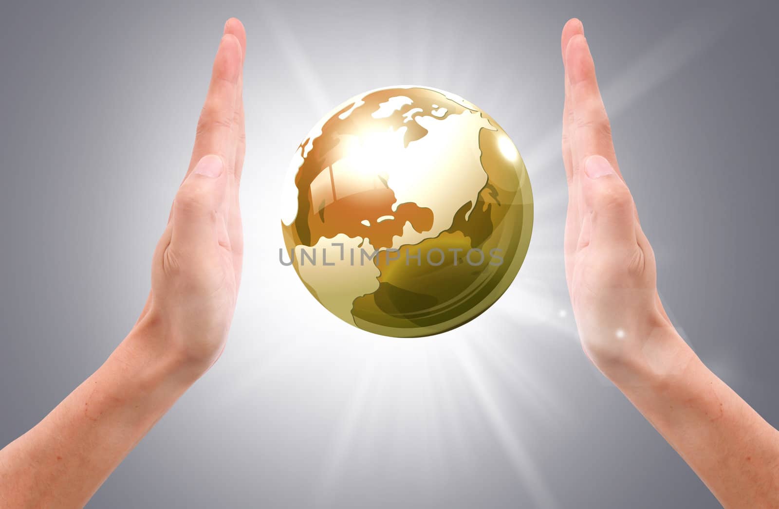 Man holding a glowing earth globe in his hands