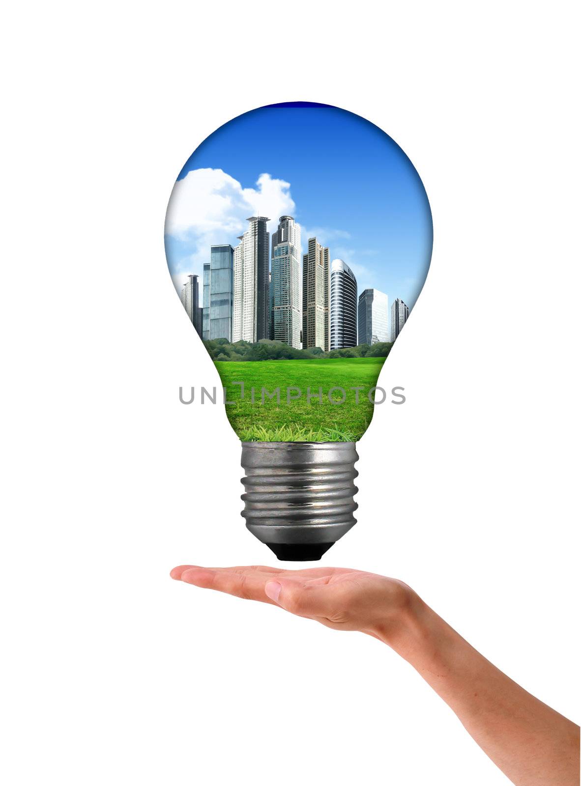 Clean energy, a light bulb