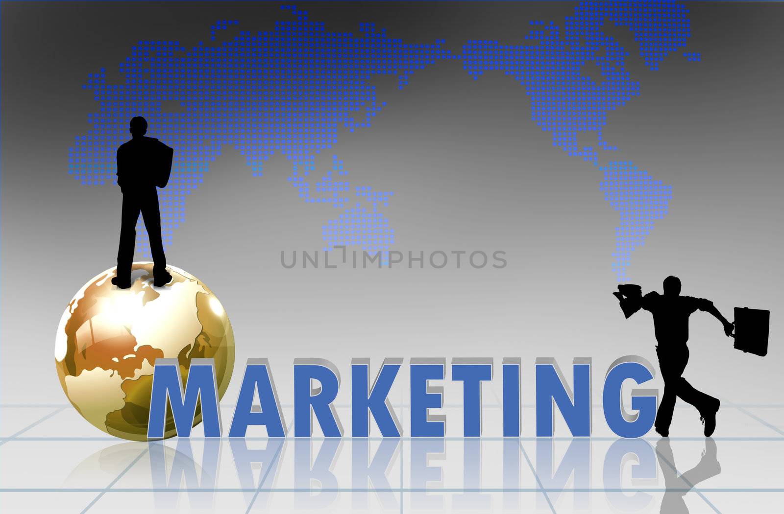Business hand and word marketing