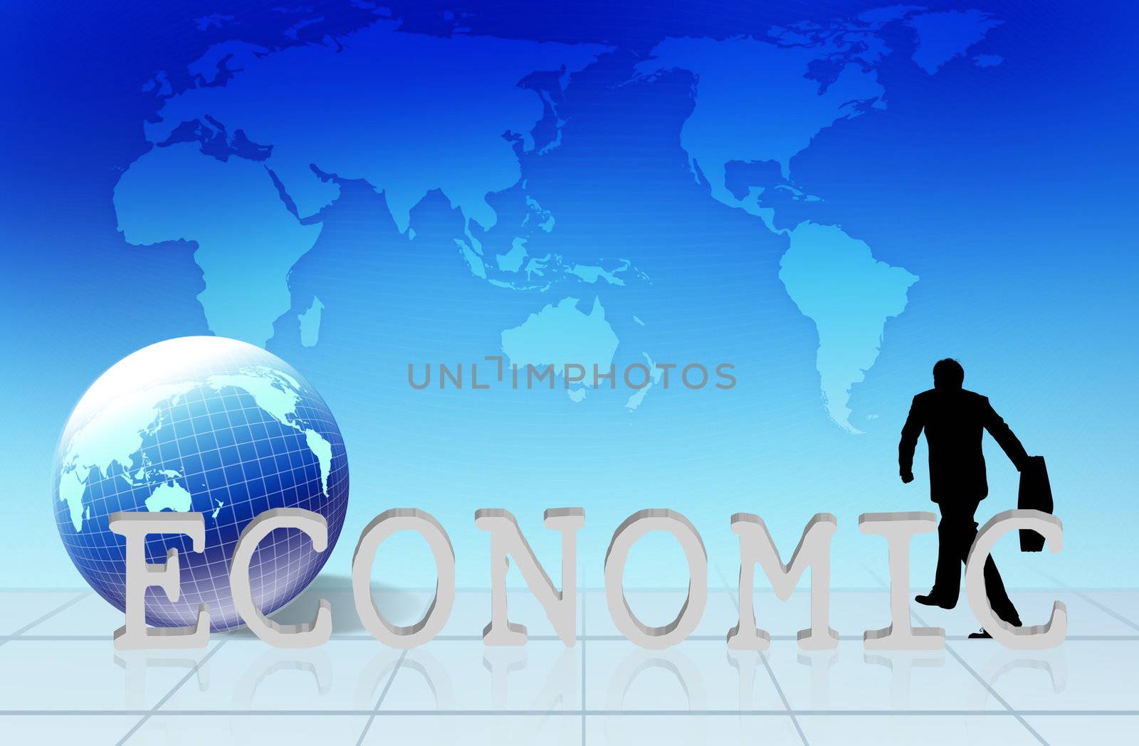 the word economic and a map background