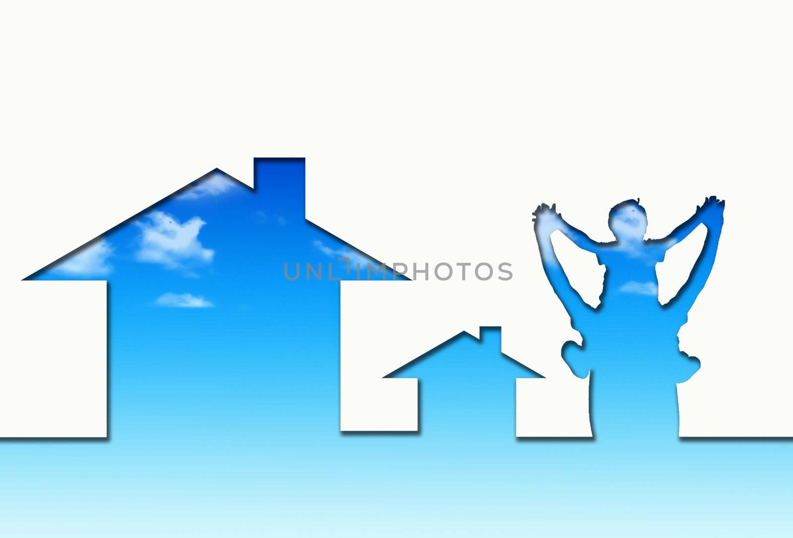 Eco house metaphor. House with sky