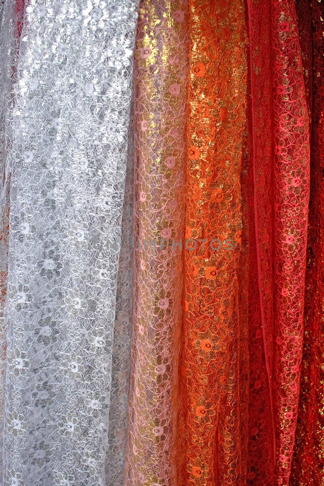 This colorful shot is of some silk fabrics