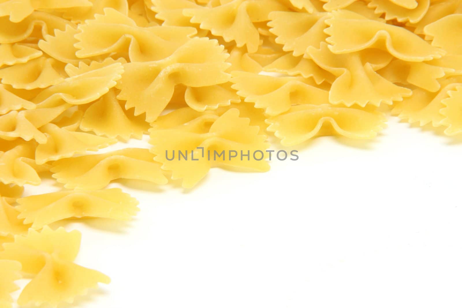 pasta closeup isolated on white background with copy space