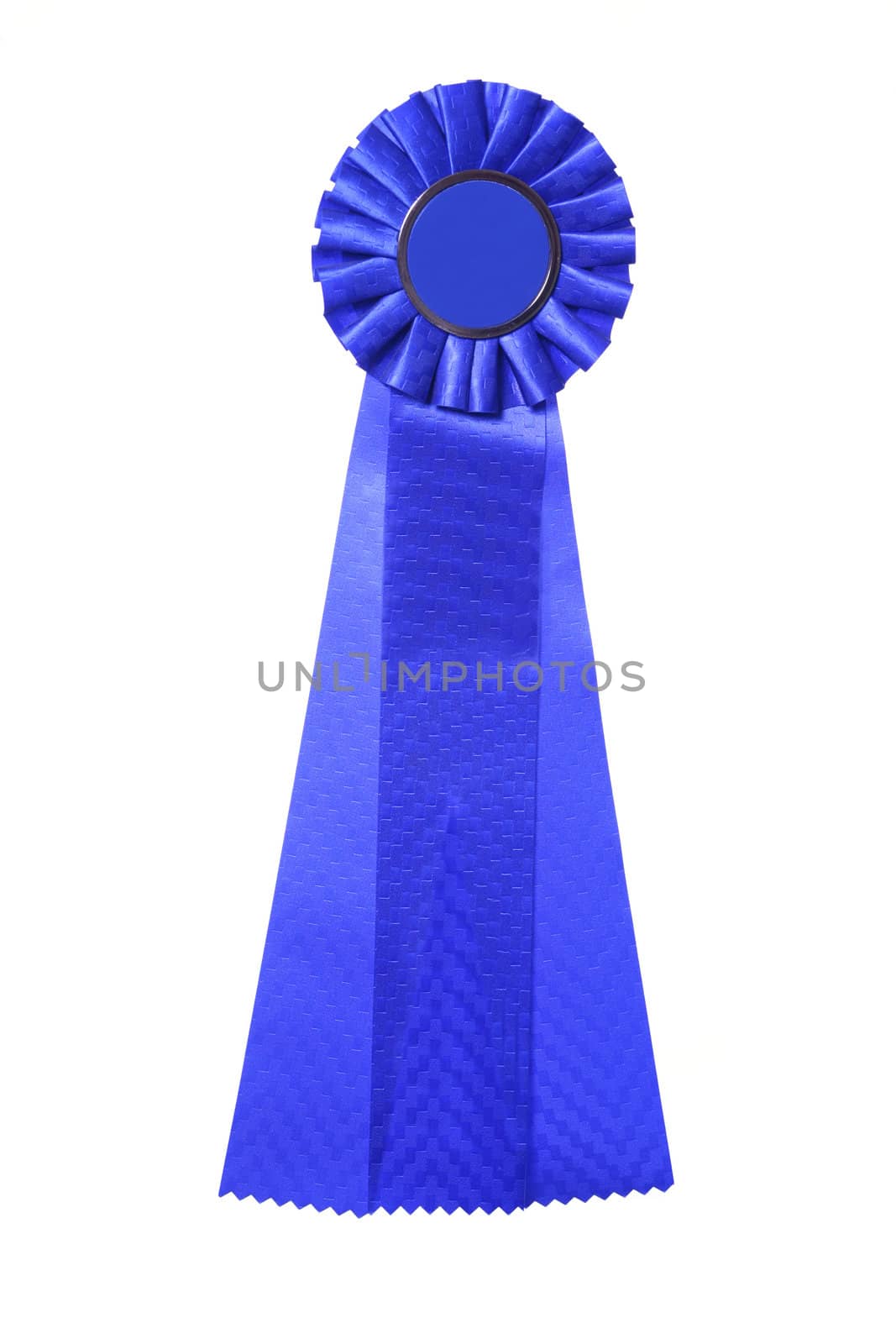 Blue ribbon award isolated on white