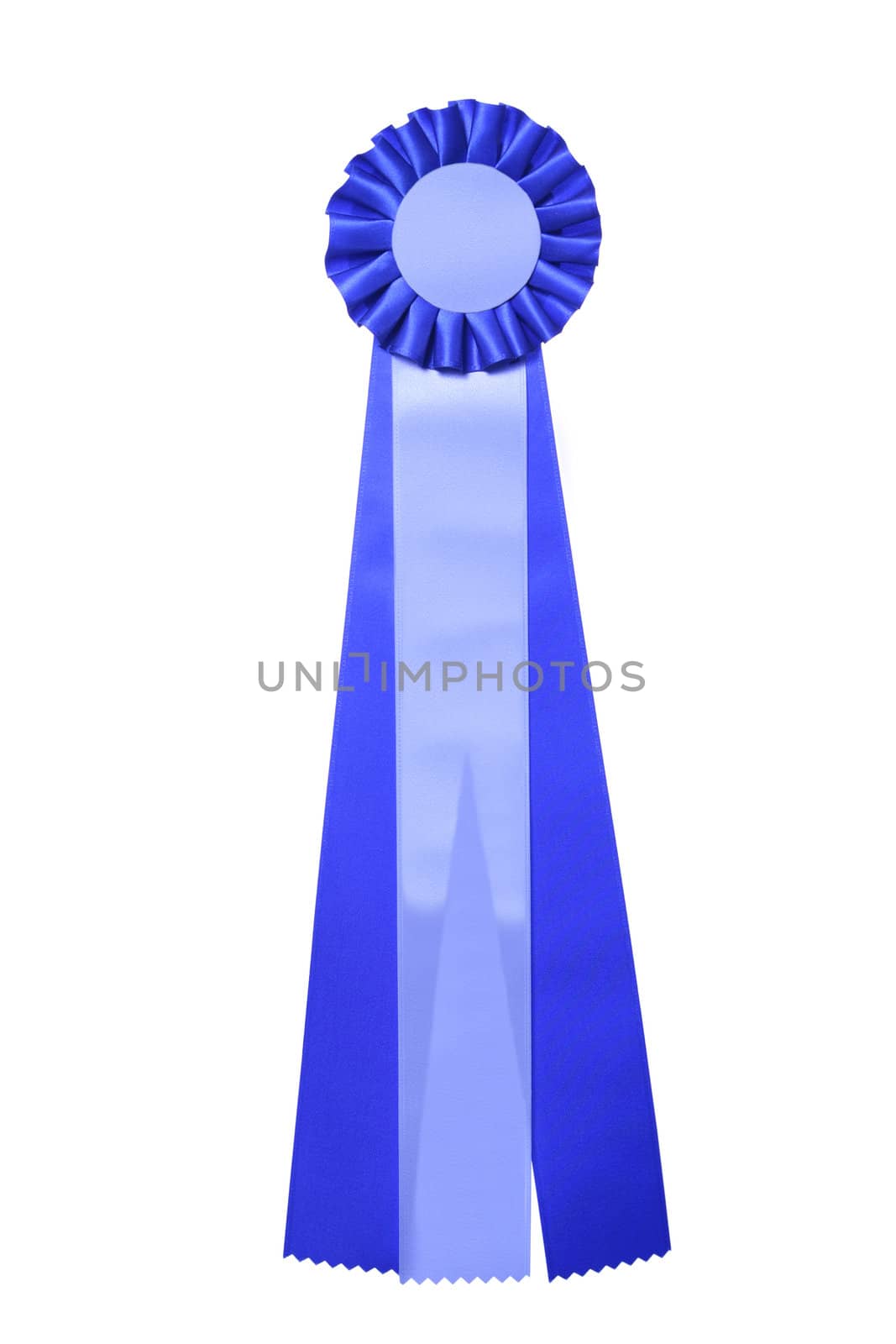 Blue and white ribbon for award or prize