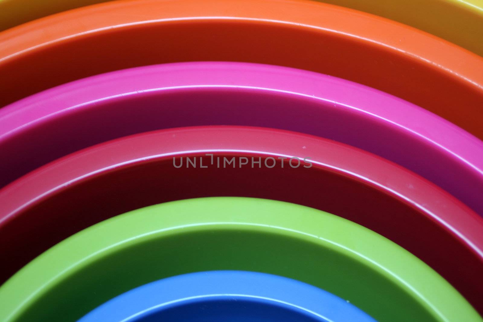 multicoloured plastic bowls