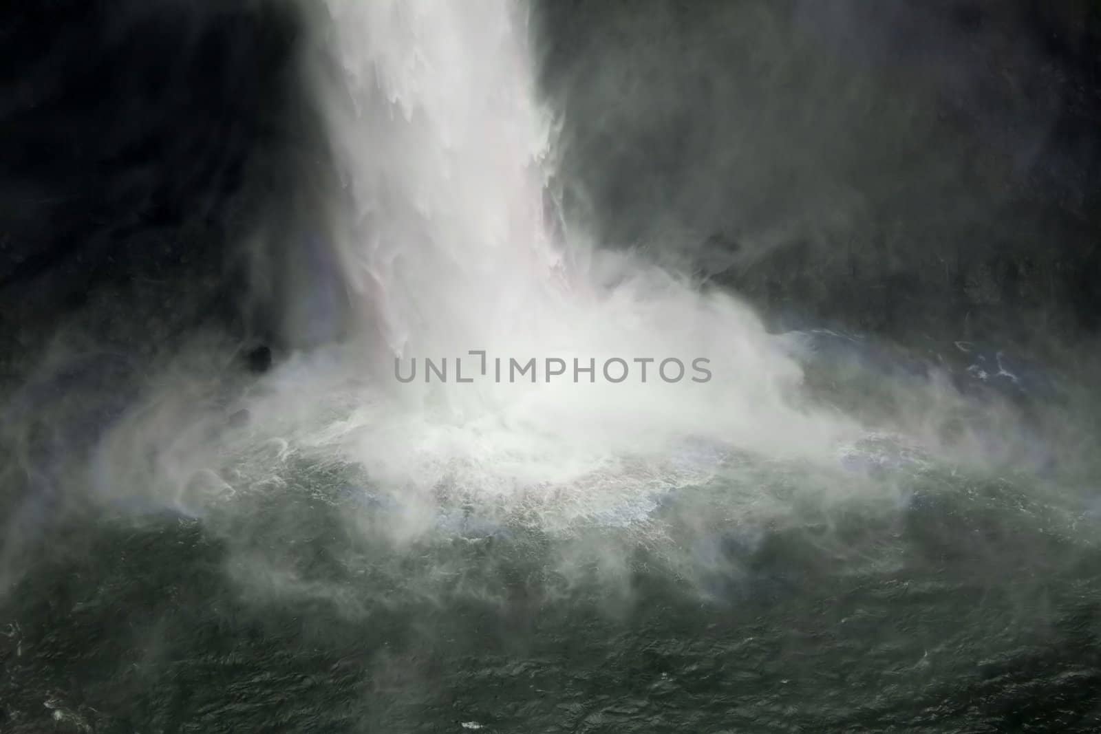 The bottom of the cascade of Snoqualmie Falls near Seattle, Washington.