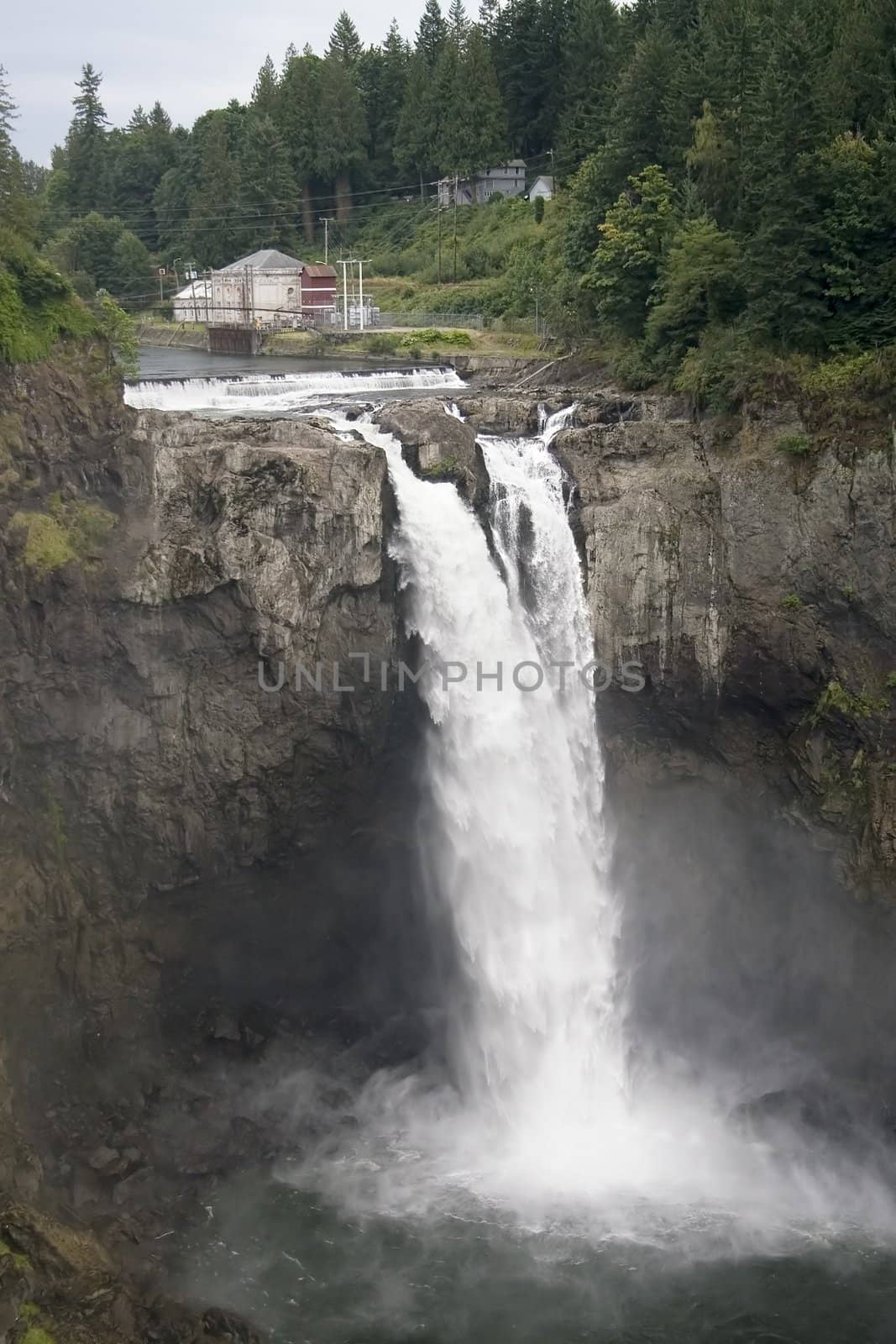The hydroelectric plant on Snoqualmie Falls was built in 1909, one of the first of its kind and the most massive.