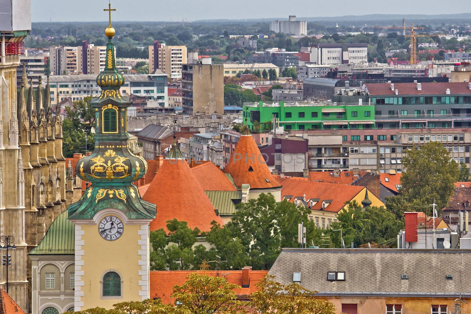 Zagreb rooftops and church tower