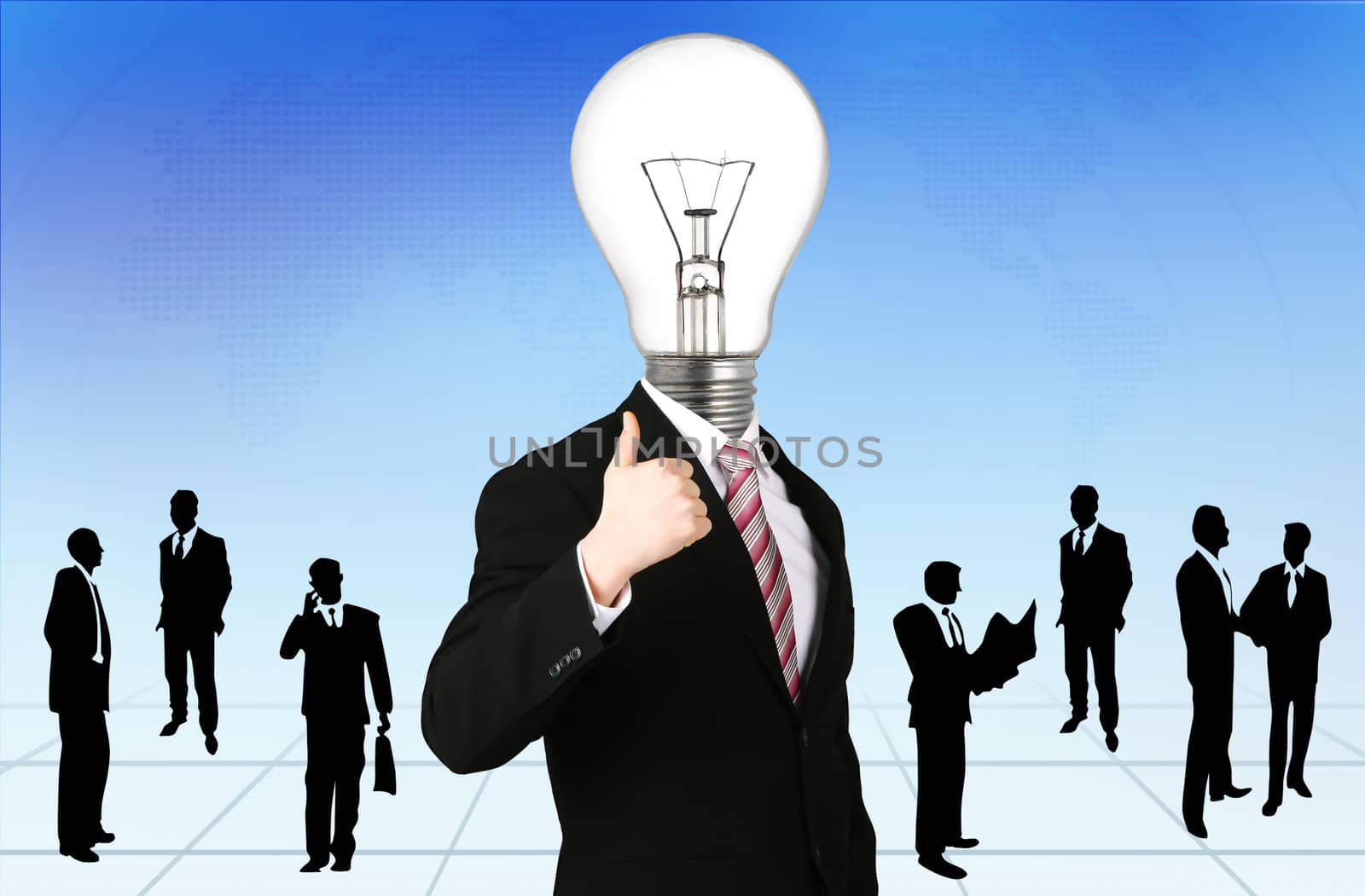 lamp head businessman have got an idea