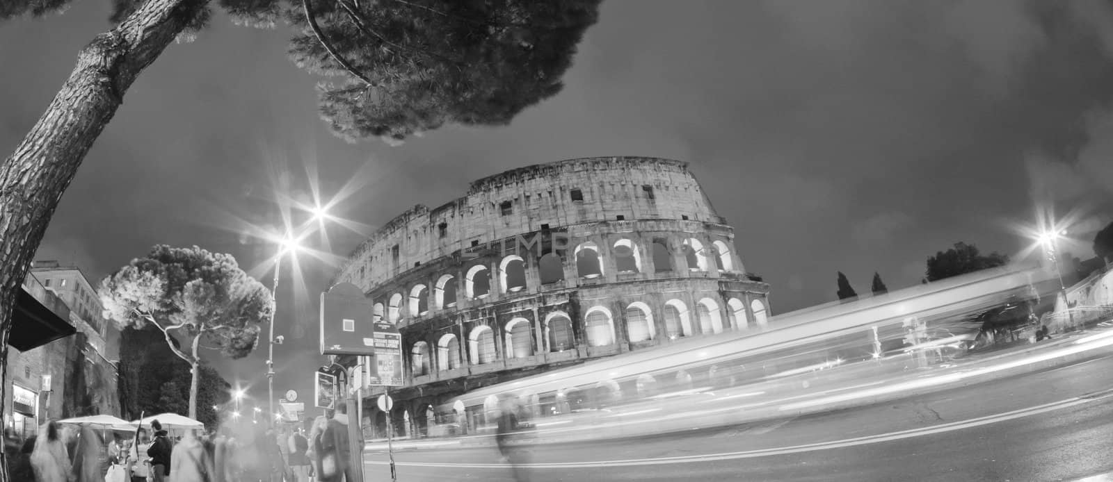 Lights of Colosseum at Night, Rome, Italy