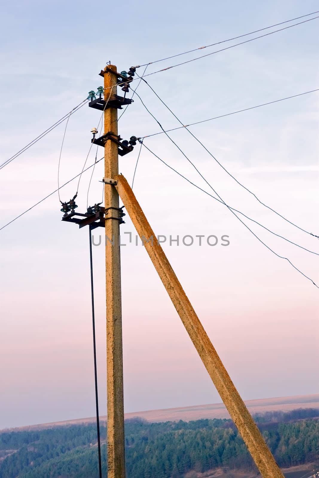 Old electric pole in the rural highlands