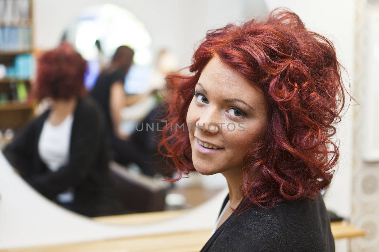 Portrait of a woman at the hair salon