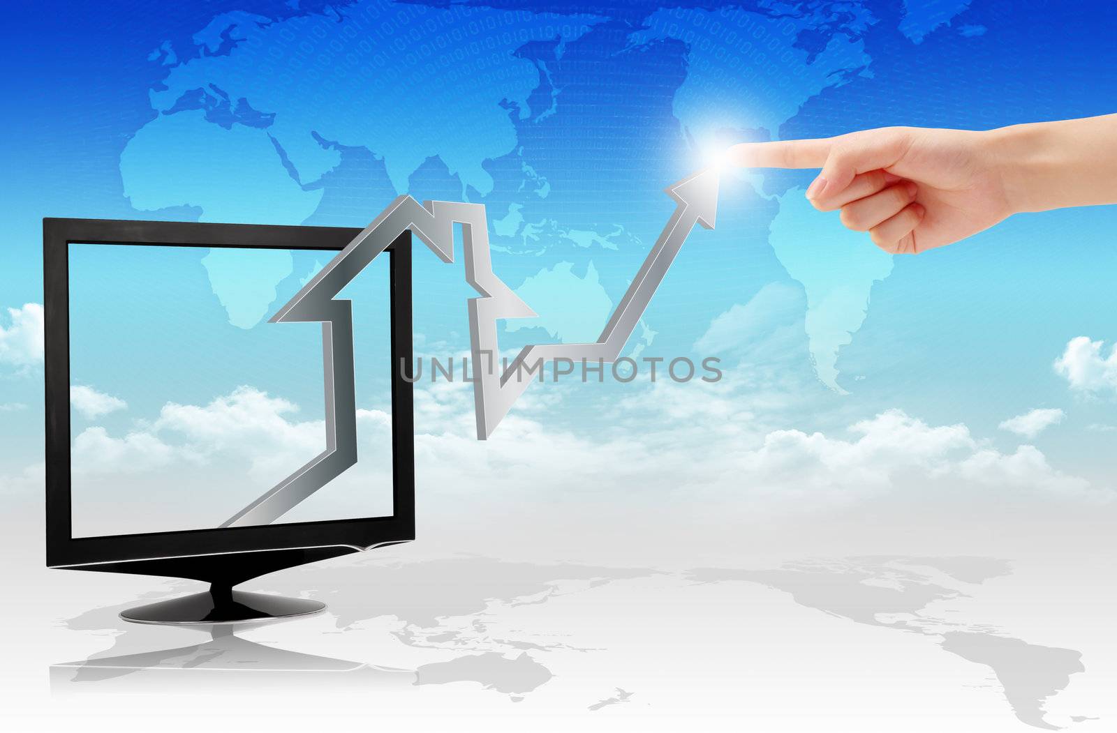 Growth business graph on LCD  monitor