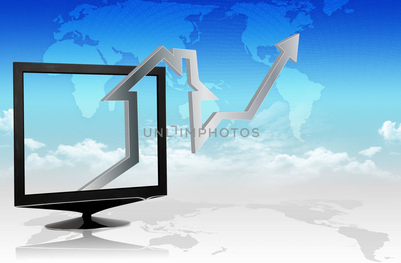 Growth business graph on LCD  monitor  by rufous