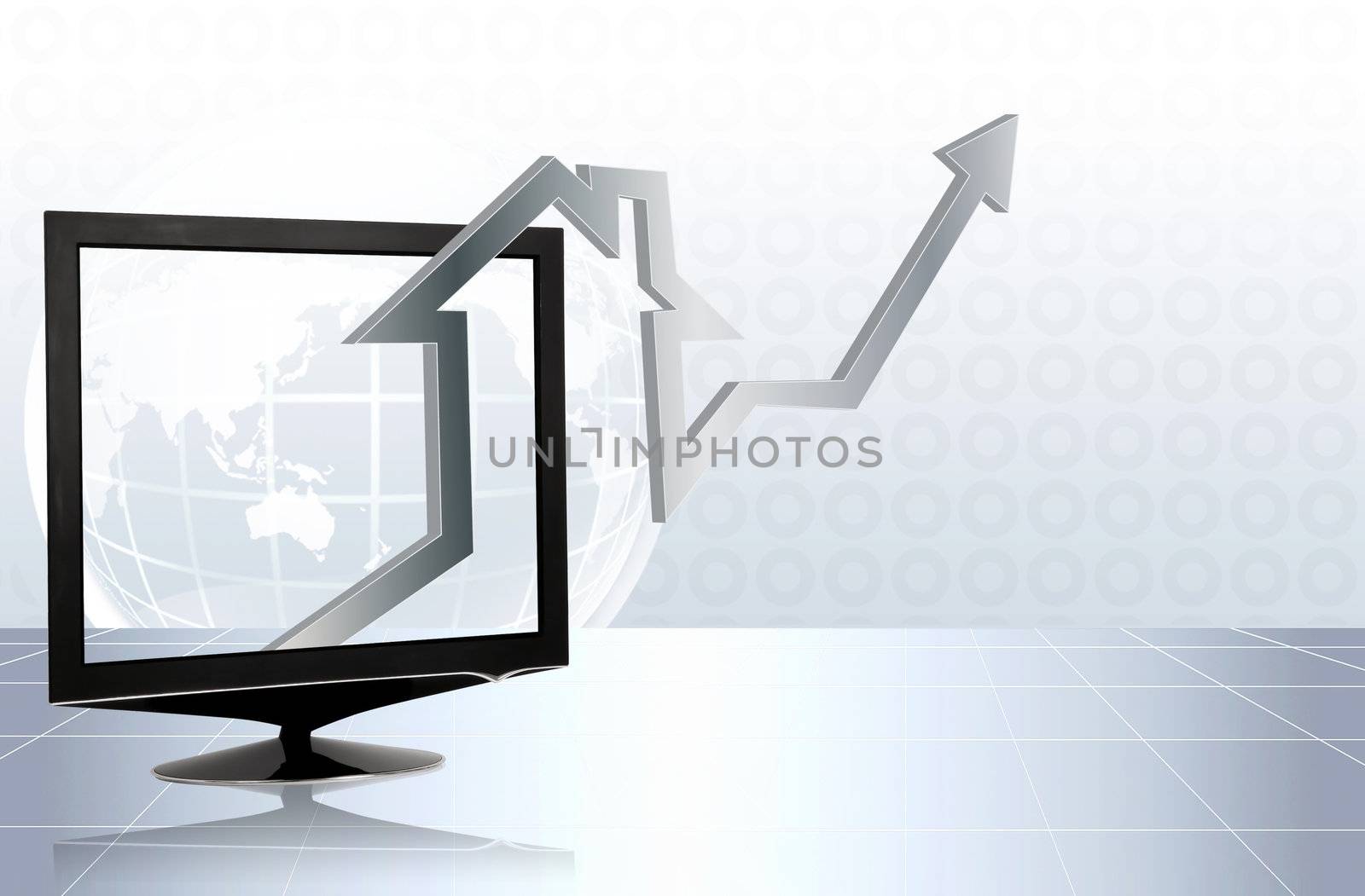 Growth business graph on LCD  monitor