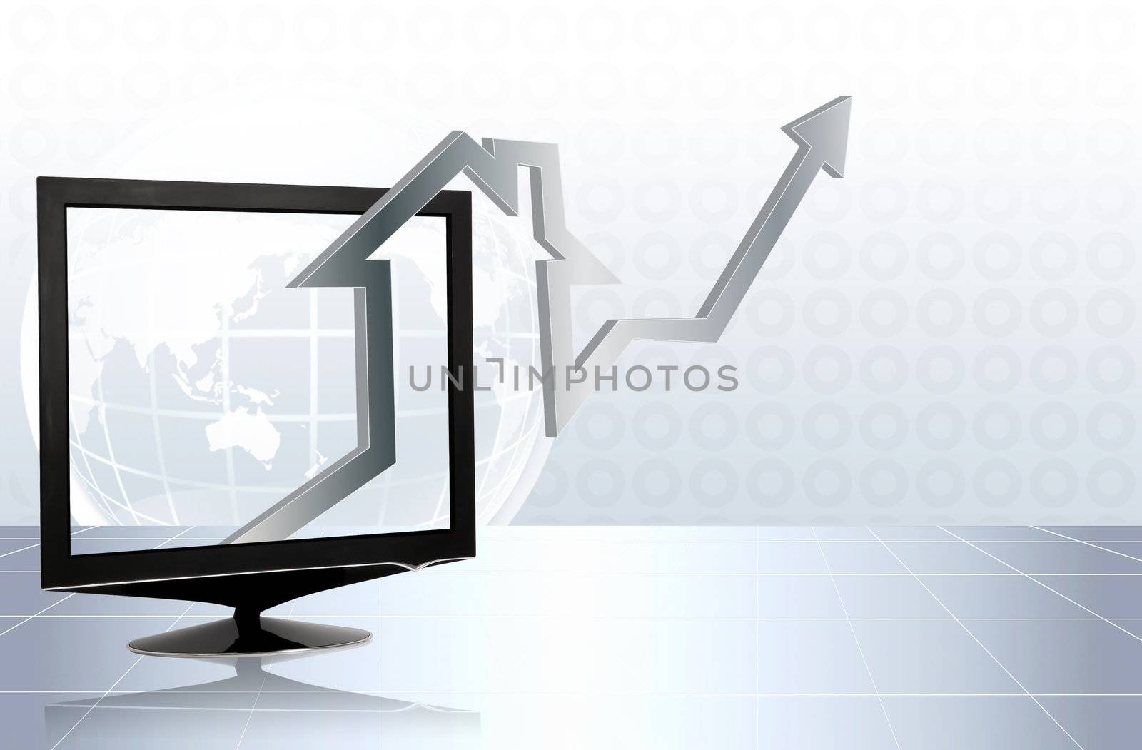 Growth business graph on LCD  monitor  by rufous