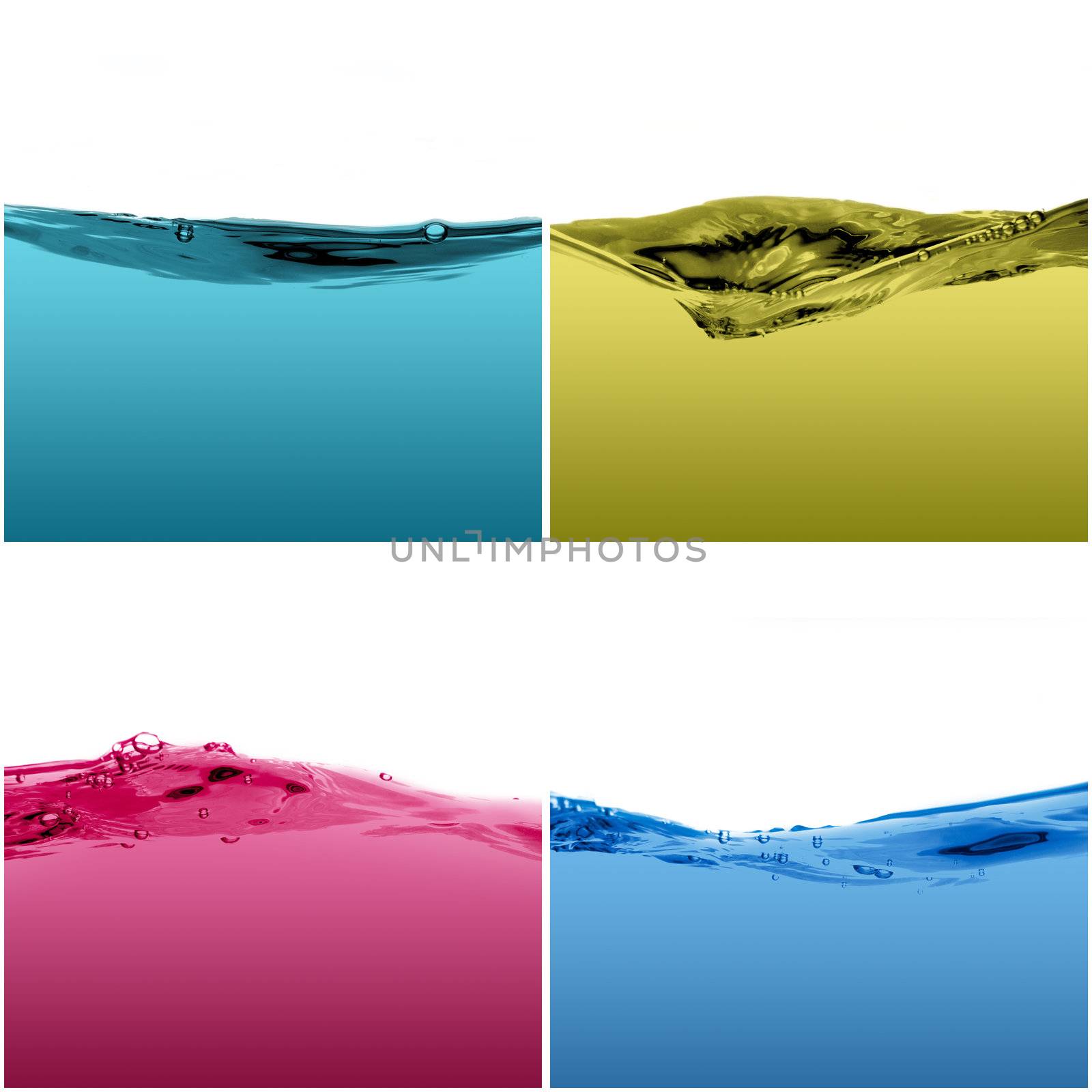 Set of water waves isolated on a white background.