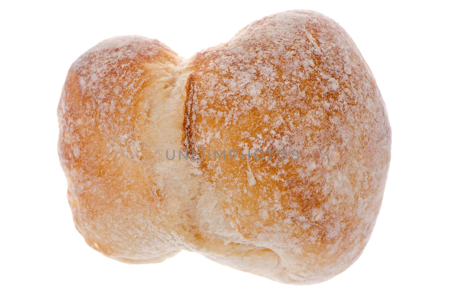 White wheat round bread isolated on white background.