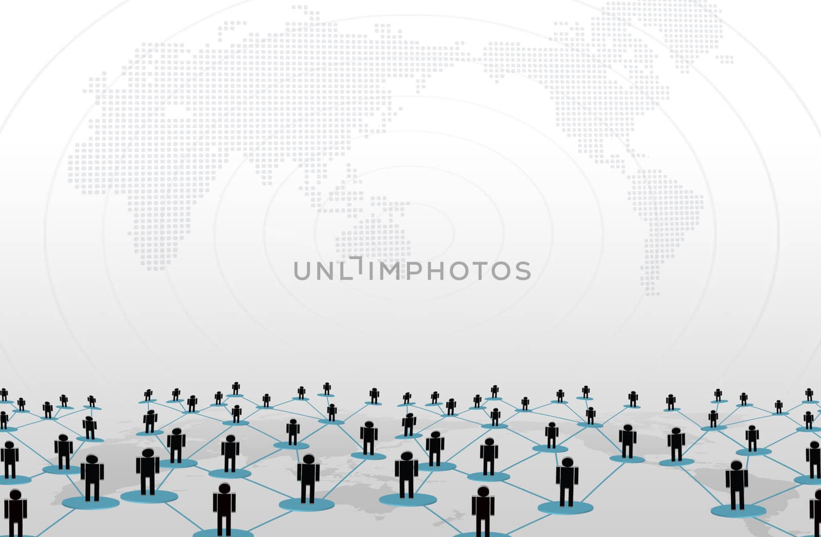 Social network concept: people over world map