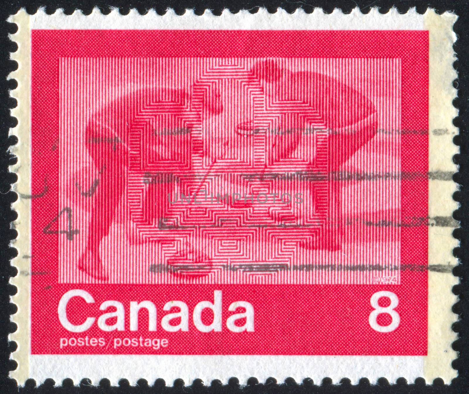 CANADA - CIRCA 1974: stamp printed by Canada, shows hockey, circa 1974