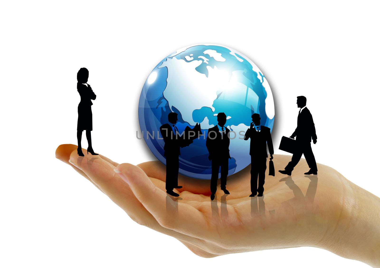 holding a glowing globe with social network