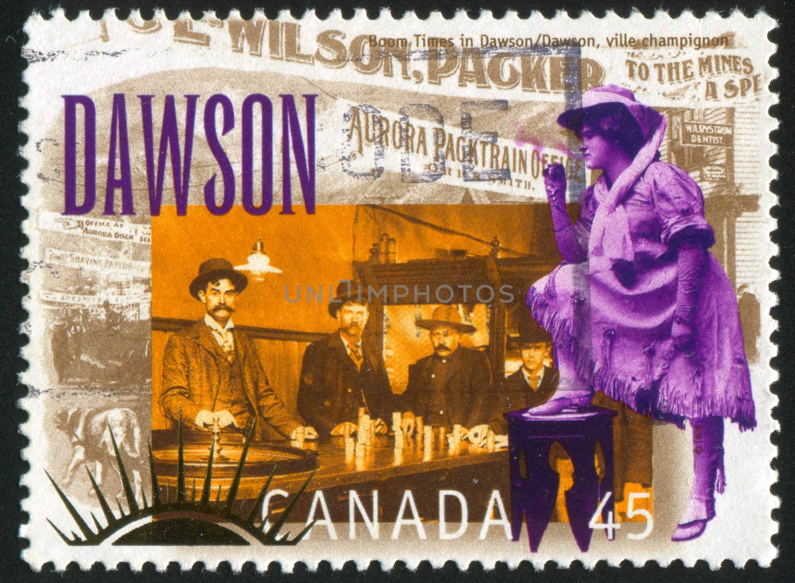 CANADA - CIRCA 1996: stamp printed by Canada, shows Dawson, boom town, city of entertainment, circa 1996