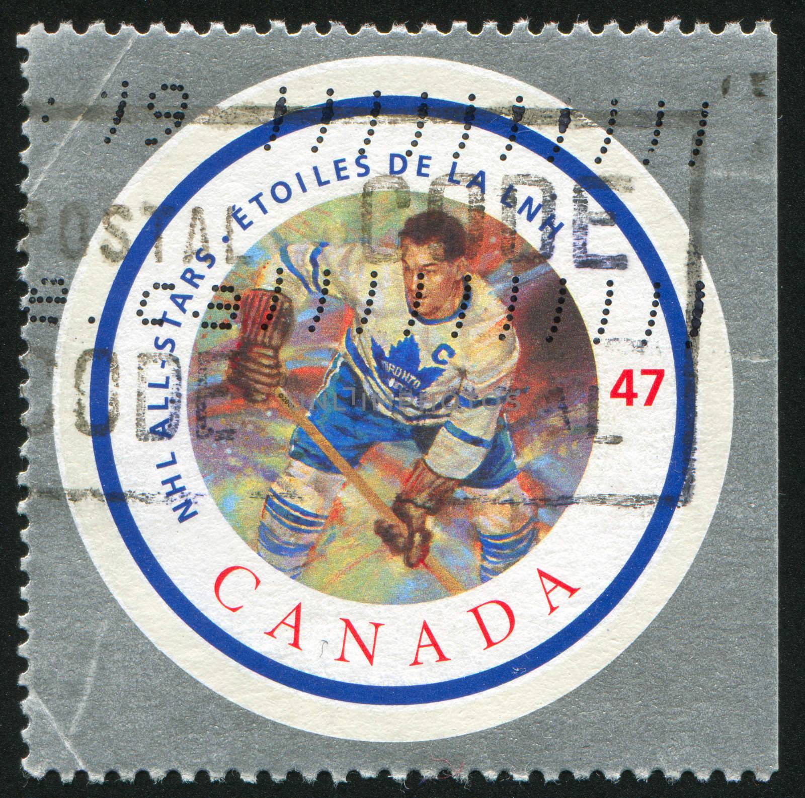 CANADA - CIRCA 2001: stamp printed by Canada, shows hockey player, circa 2001