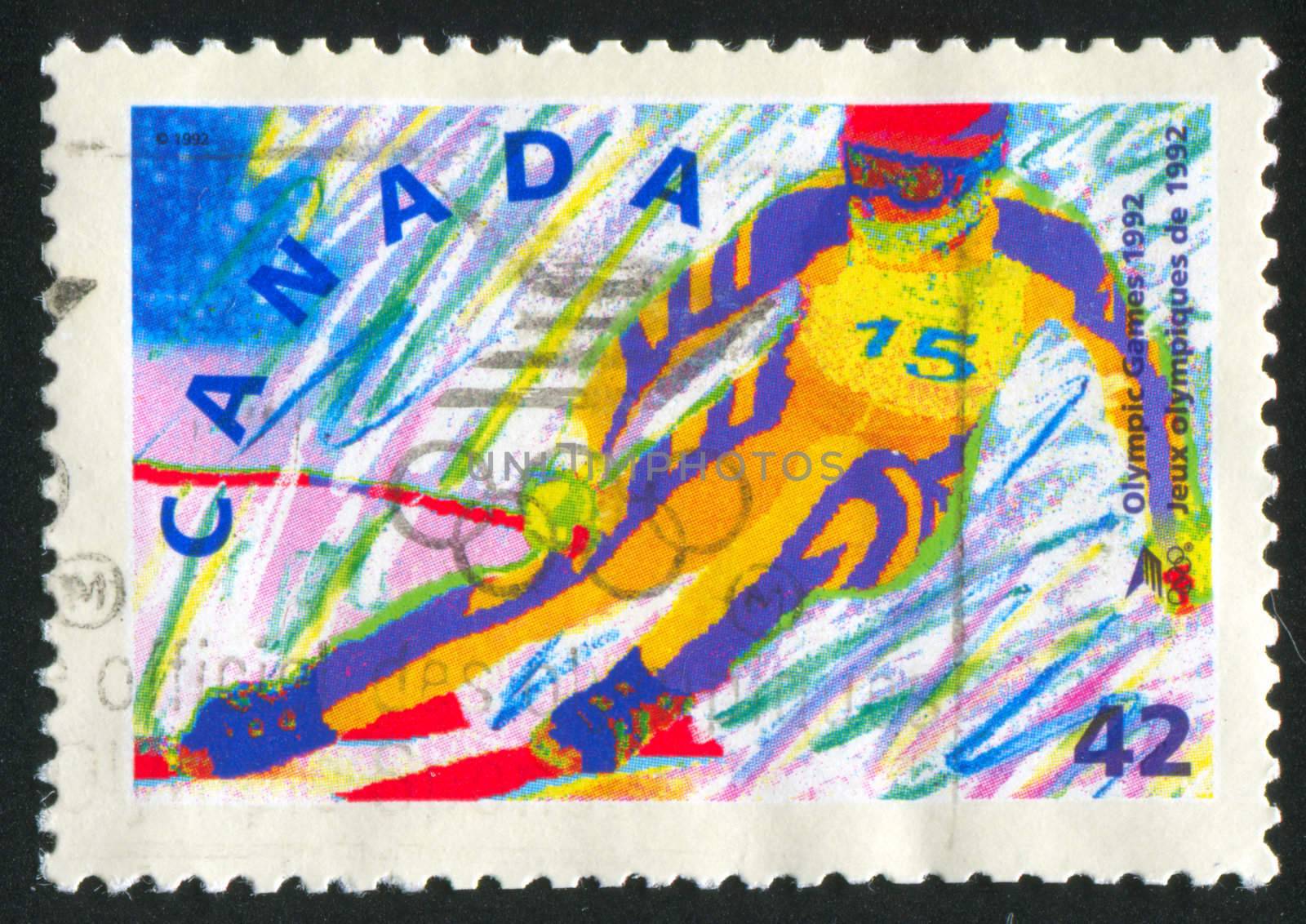 CANADA - CIRCA 1992: stamp printed by Canada, shows Alpine skiing, circa 1992