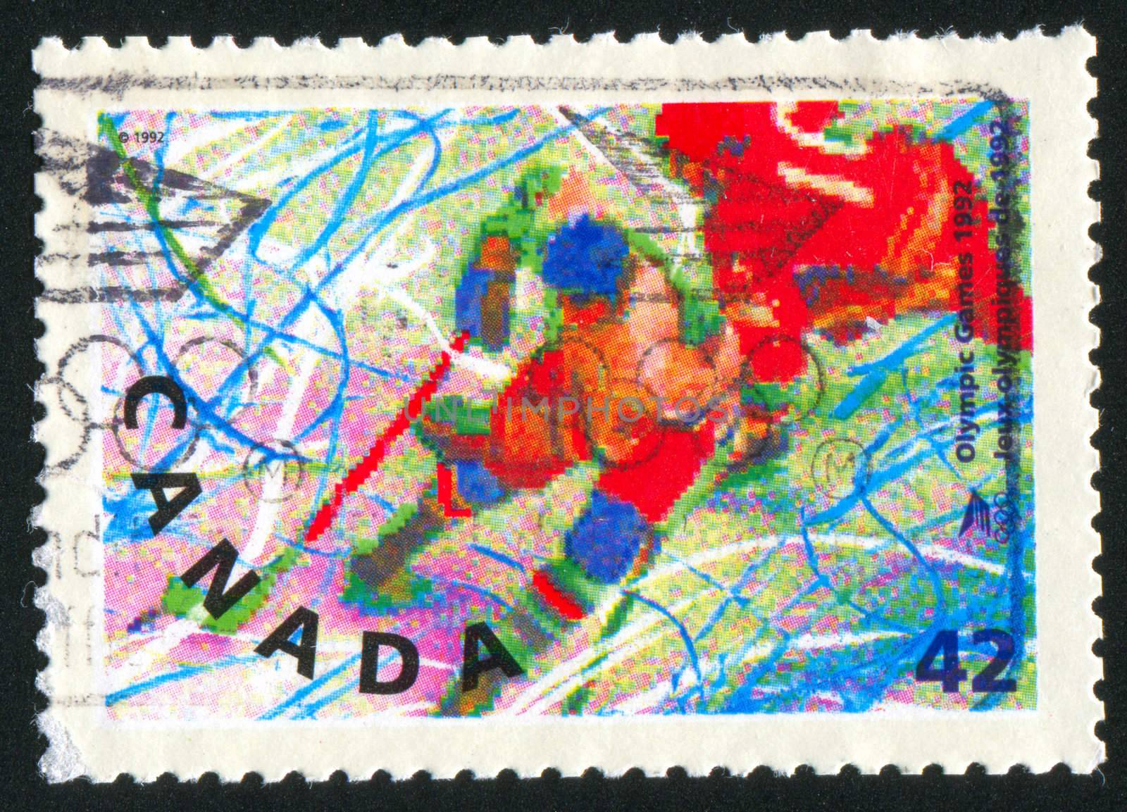 CANADA - CIRCA 1992: stamp printed by Canada, shows Hockey, circa 1992