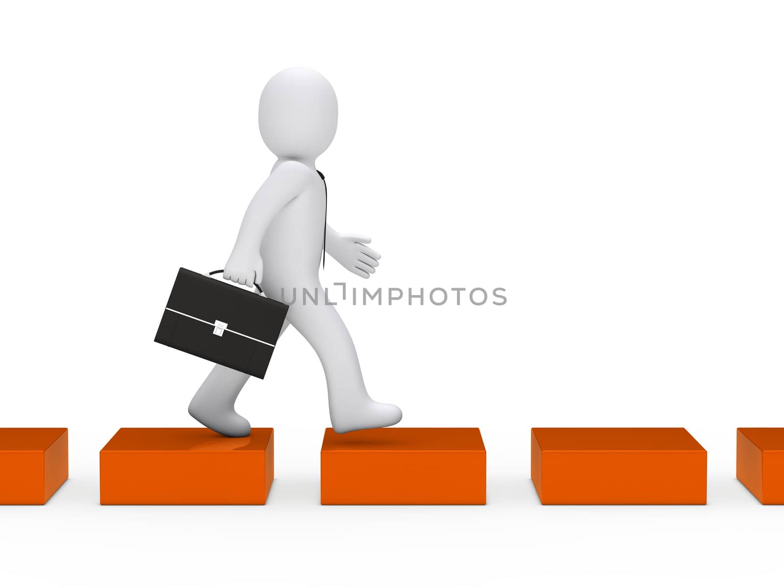 3d business man going orange cube way
