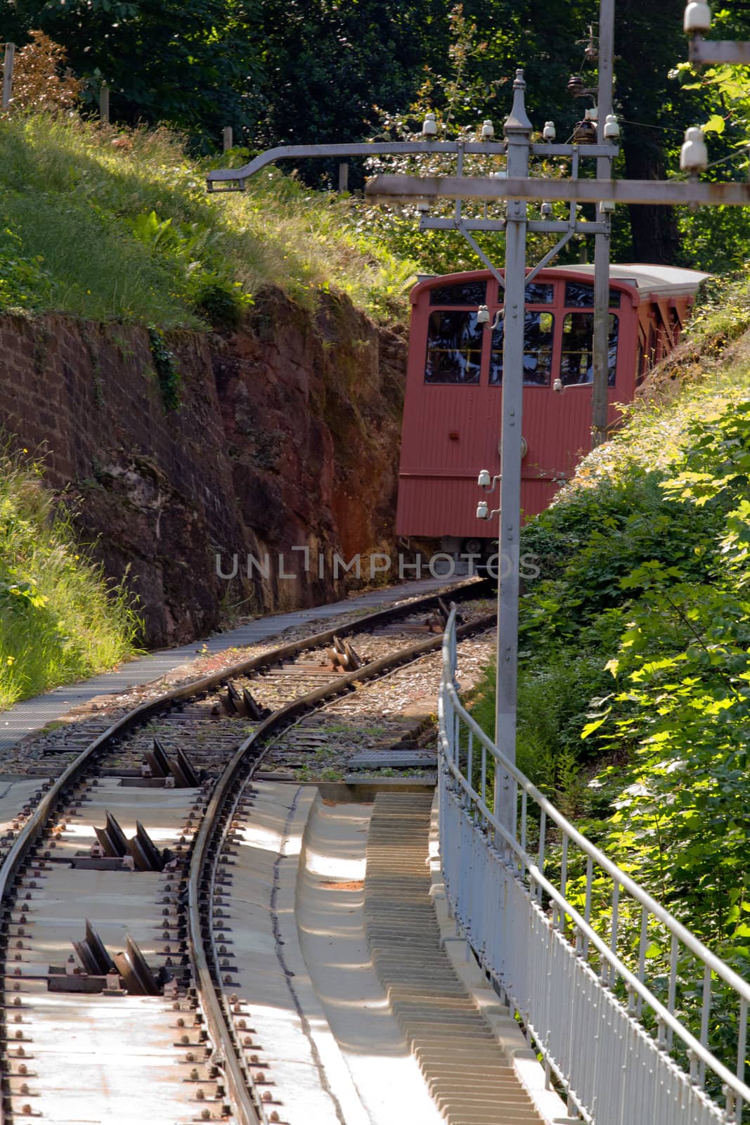 A Mountain Railway above a city in Northern Europe