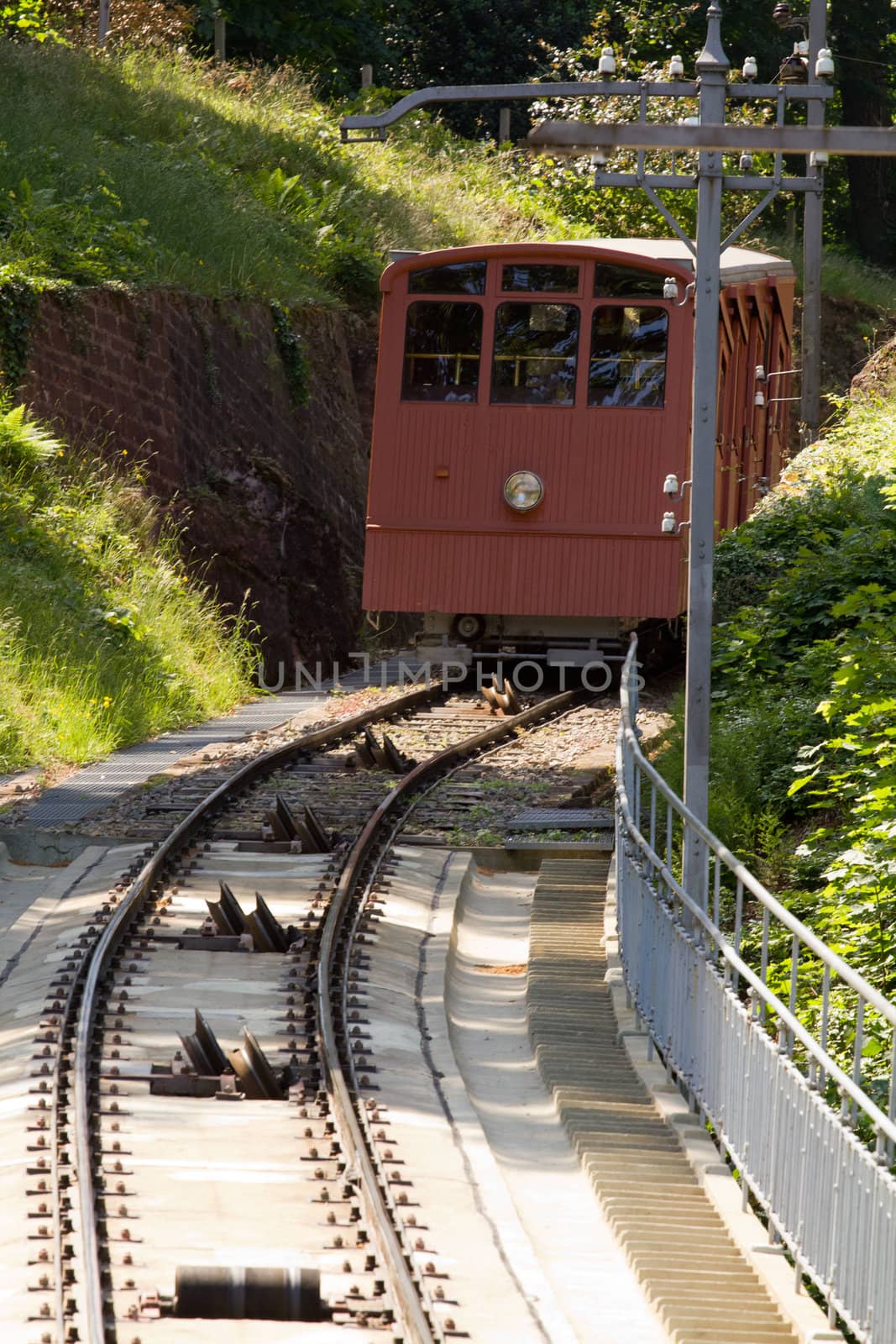 A Mountain Railway above a city in Northern Europe