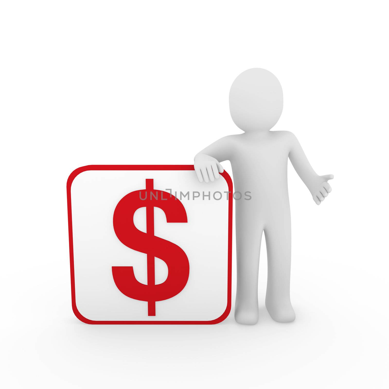 3d human man dollar red finance money currency