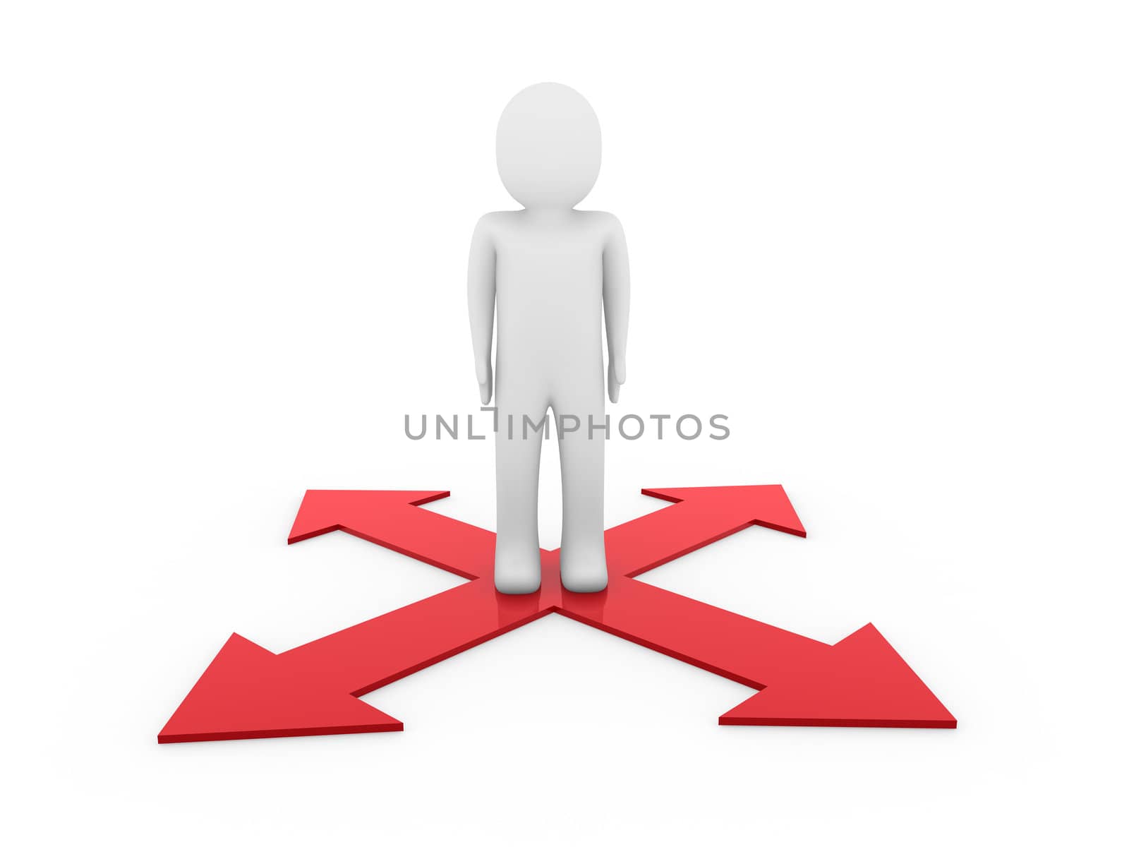3d man human arrow red way direction success