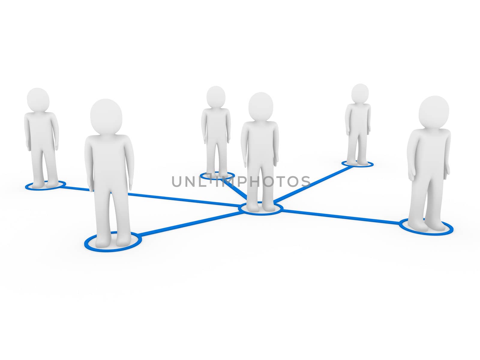 3d men network social blue people connection teamwork