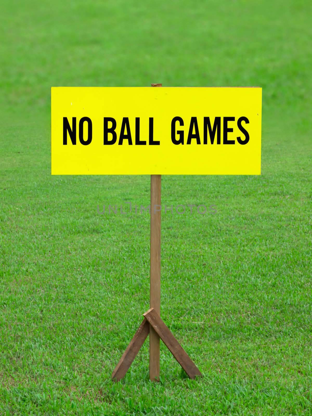 close up of no ball games sign board