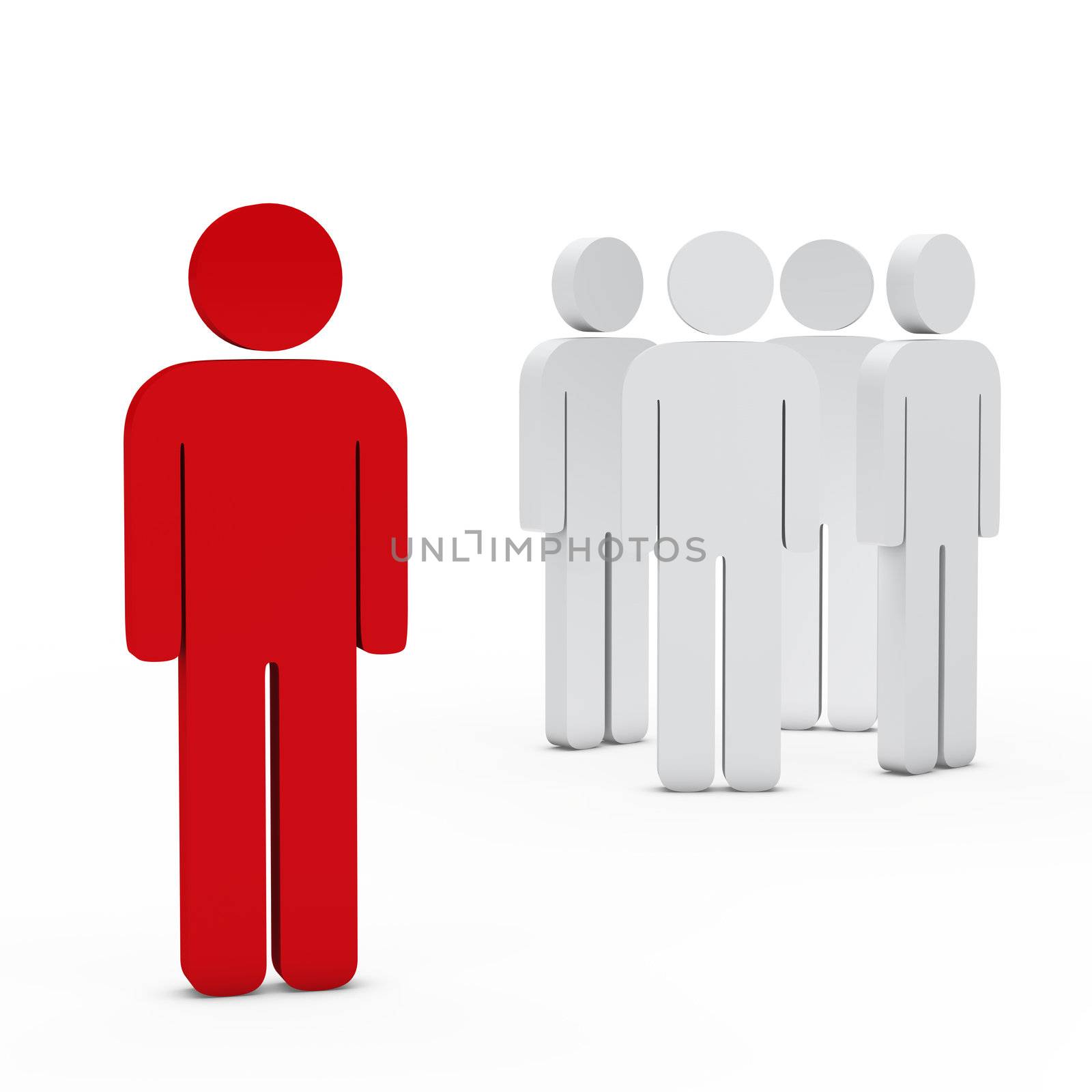 3d business team white success leader red