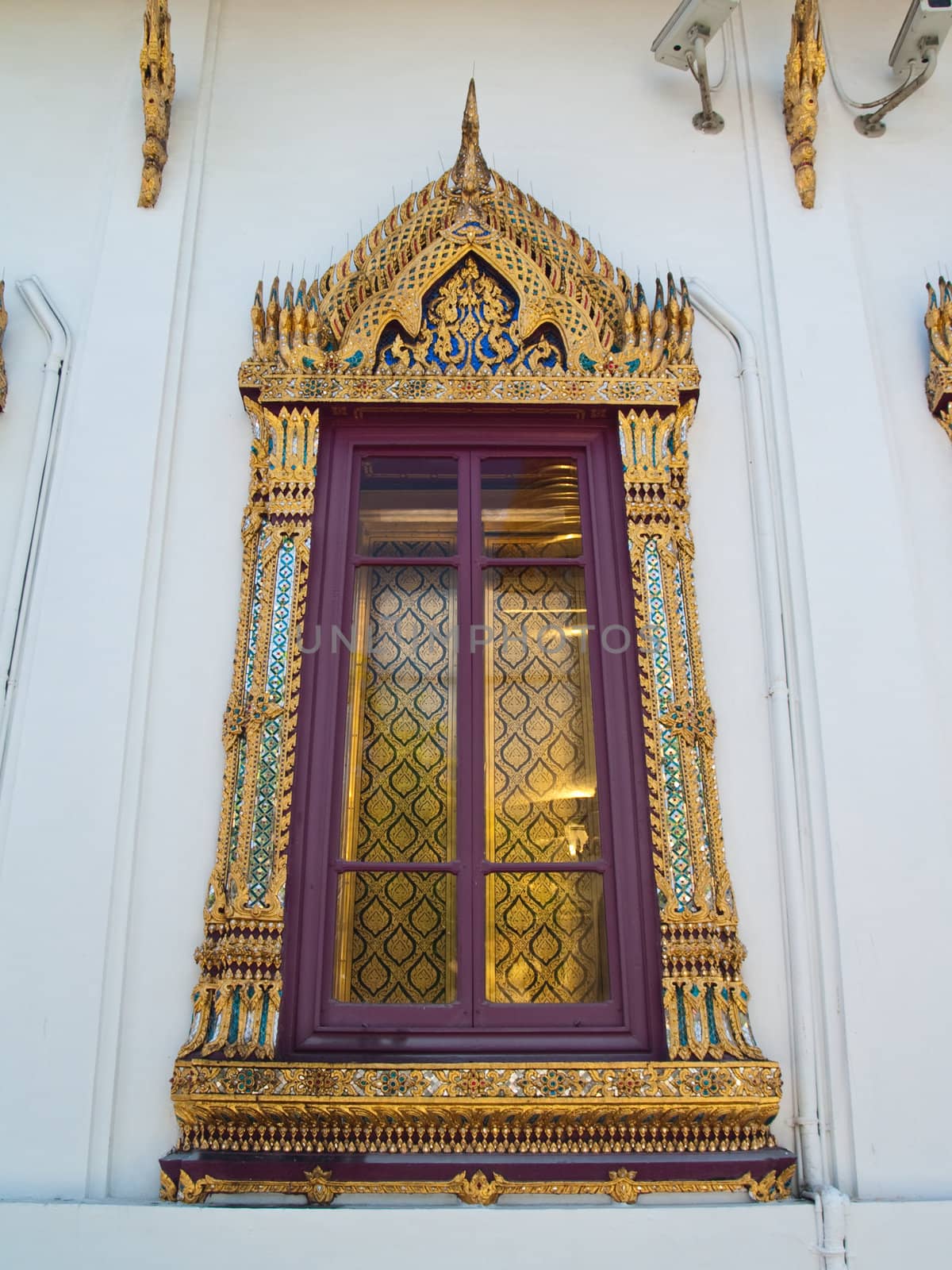 Window of Hor Phra Nak in Temple of The Emerald Buddha (Wat Phra Kaew), Bangkok, Thailand