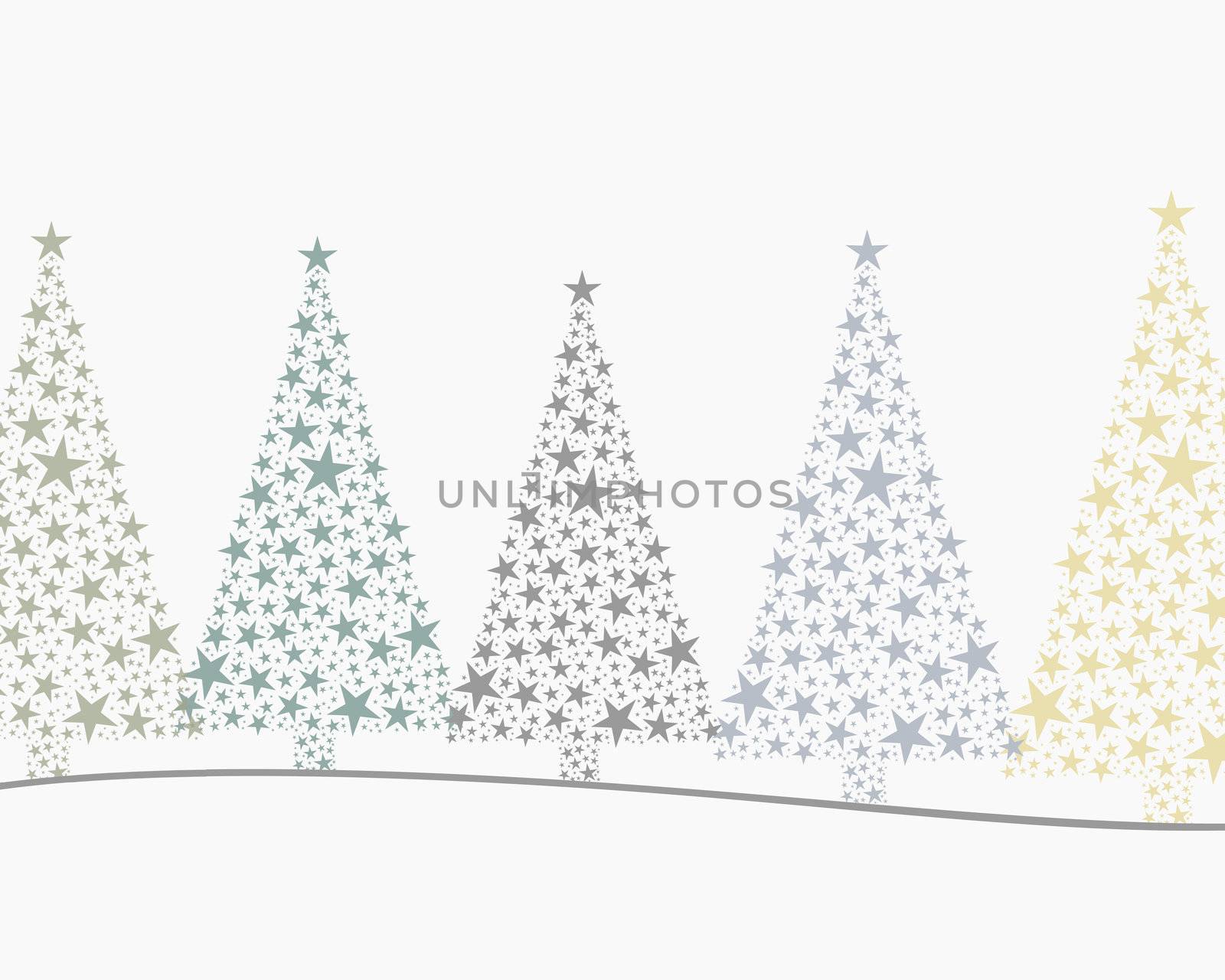 5 christmas trees colorful in a series