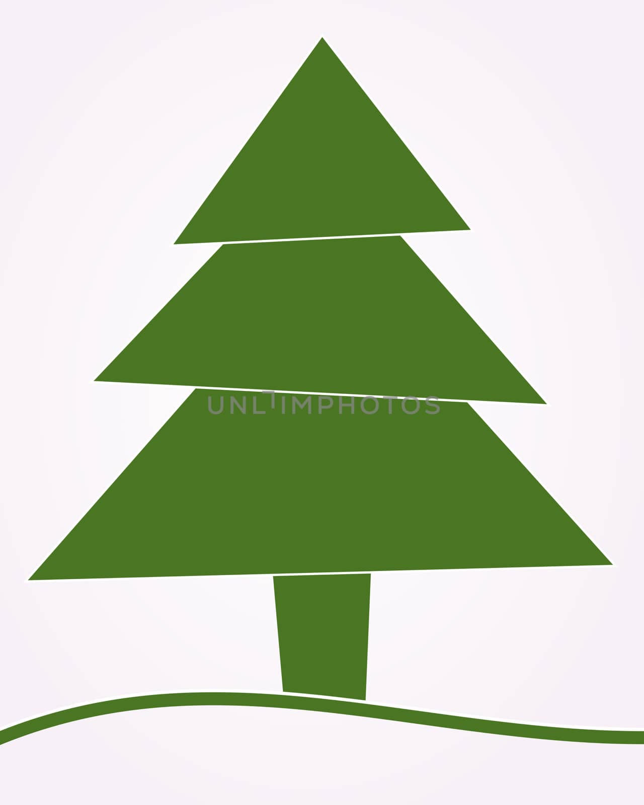 Christmas tree green abstract with blue ribbom
