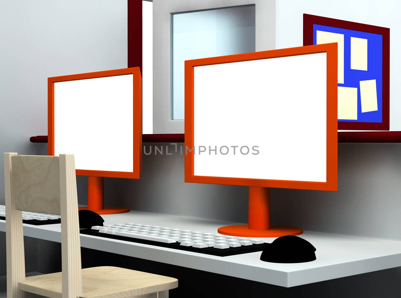 3d rendering of hospital waiting room and registry